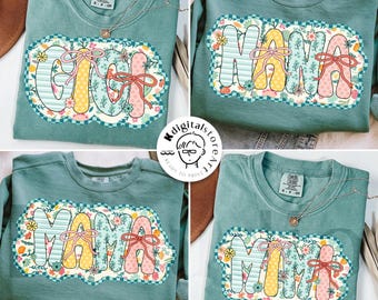 Paquete de mamás preppy (PNG), paquete de mamás, gigi, mimi y nana, Día de la Madre (PNG), paquete familiar (PNG), regalo para ella, mamás preppy, sublimación floral para madres