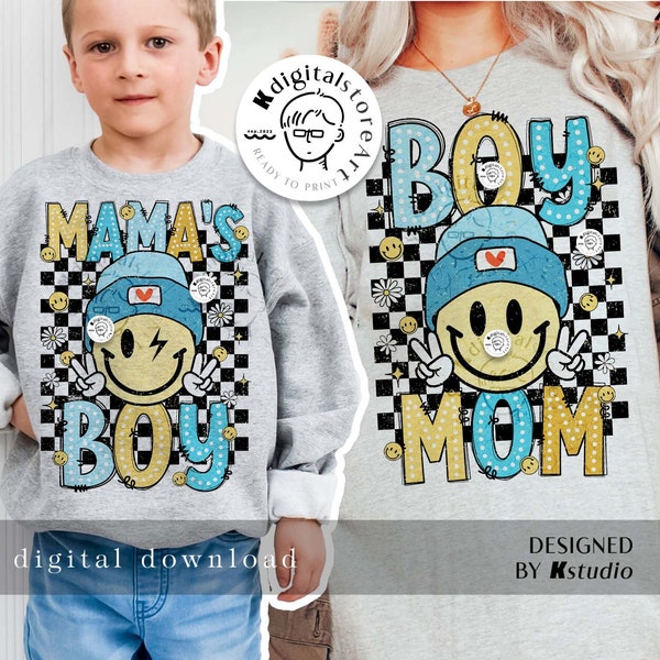 Funny Son Mom Matching Design Shirt, Boy Mom Png, Mama's Boy, Toddler Boy Girl Png Shirt Design, Kid PNG Download, Kid Boy Girl Sublimation