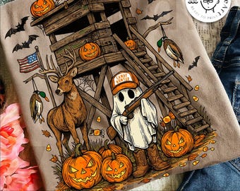 Retro Halloween Deer Hunting Ghost Png, Candy Hunter PNG, Camo Ghost Boys Png, Halloween Camo Boys, Spooky Pumpkin, Boys Fall, Fall Hunting