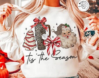 Tis The Season Leopard Santa Png, Christmas Coquette Bow Png Design, Santa Png, Xmas Coquette Bow, Jesus Png, Christmas Sublimation Design