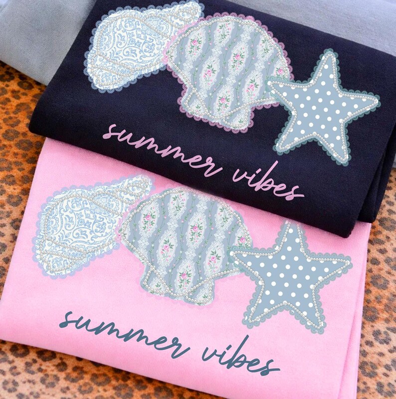 Summer Vibes Png, Seashell Starfish Png, Pearl Shell Coastal Png, Shabby Chic Seashell Png, Retro Floral Shell Png, Trendy Summer Seashell image 4