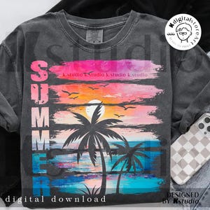 Retro Summer Sunset Palm Png, Summer Vibes Png, Summer Beach Png Shirt, Summer Shirt Design, Chasing Sunset Summer Vacation Png Sublimation