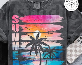 Retro Summer Sunset Palm Png, Summer Vibes Png, Summer Beach Png Shirt, Summer Shirt Design, Chasing Sunset Summer Vacation Png Sublimation