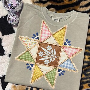 Vintage Inspired Quilted Star Png, Grandma Core Star Flower Png, 90s Inspired Quilt Png, Thrifted Decor Png, Granny Sweater Png, Trendy Png image 8