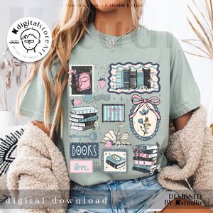 Retro Bookish Love Collage Png, Vintage Book Love Png, Librarian Scrapbook Png, Grandma Core Png, Cottagecore Book Png, Antique Reading Png image 3