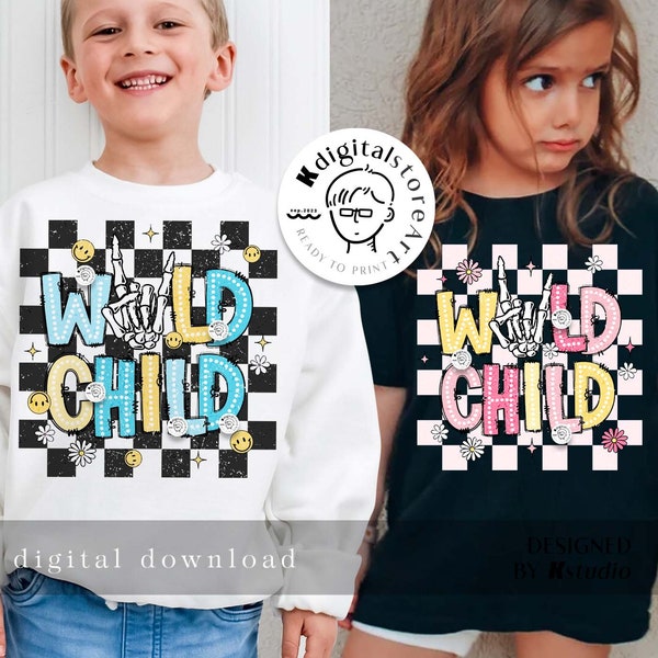 Wild Child Png, Toddler Boy Girl Png Shirt Design, Kid PNG Digital Download, Boy Girl Toddler Kid Shirt Png, Kid Boy Girl Sublimation