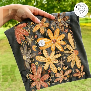 Boho Fall Floral Pumpkin , Autumn Pumpkin Floral, Retro Fall Png, Fall Flower Bow, Fall Leaf Png, Autumn Pumpkin Leave Flower Shirt Design