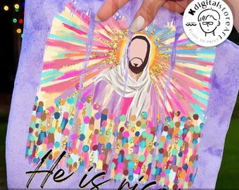 Brushstroke Glitter He Is Risen Clip Art Png, Matthew 28:6 Png, Easter Jesus Png, Easter Bible Verse Png, Easter, Trendy Jesus Bible Verse