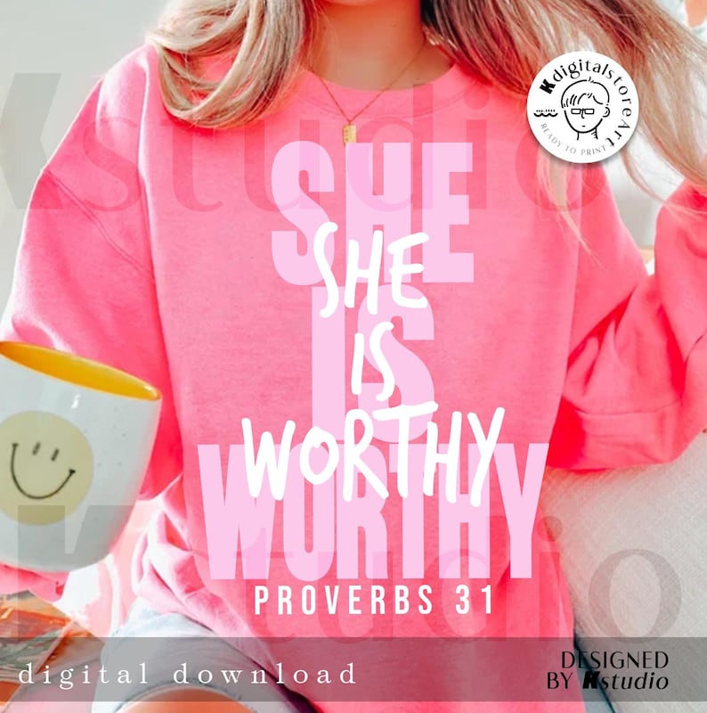 She Is Proverbs Graphic CrewNeck Sweatshirt
