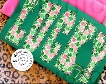 Coquette Lucky St Patrick's Day Png, Preppy St Patricks day Png, Lucky Png, Pink Shamrock Png, St Pattys day Png, Retro St Patrick day Png,