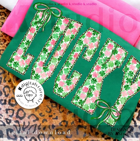 Coquette Lucky St Patrick's Day Png, Preppy St Patricks day Png, Lucky Png, Pink Shamrock Png, St Pattys day Png, Retro St Patrick day Png,