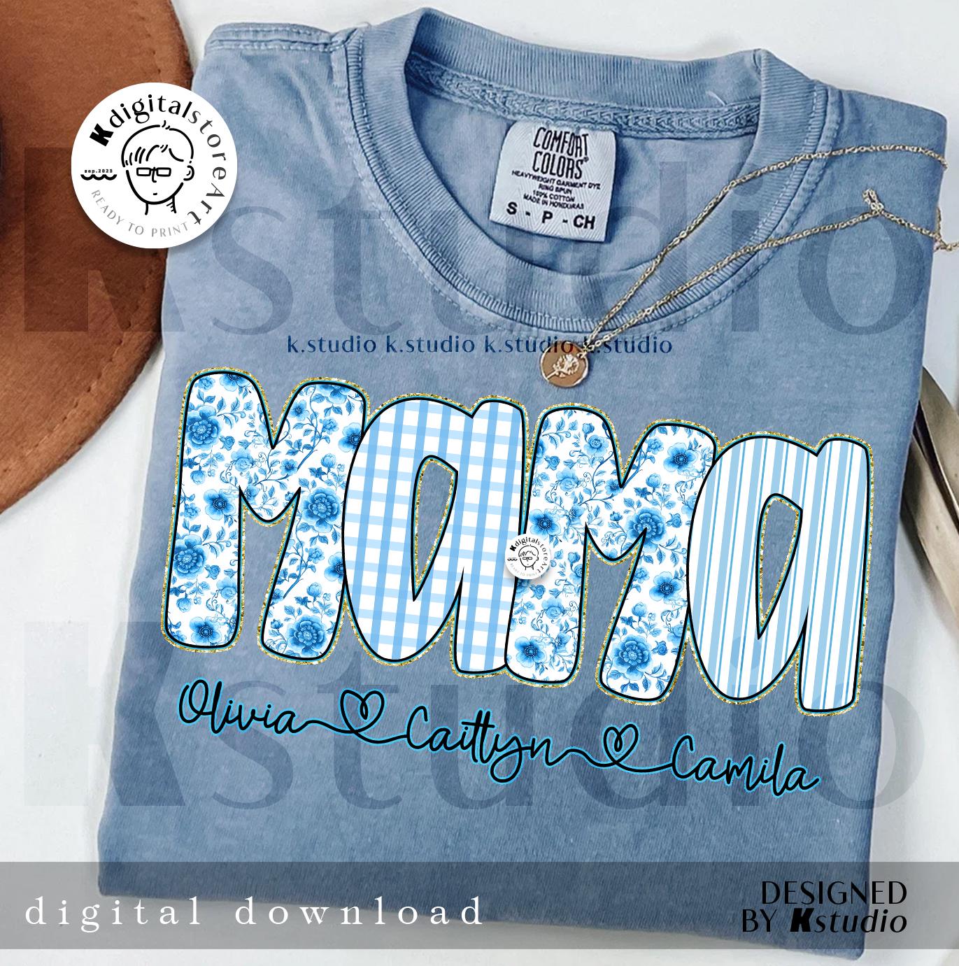 mama オーダーメイド画像 Blue Toile Rose Mama Custom Name Png, Rose Mom Design, Name Kid