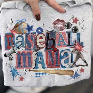 Retro Baseball Mama Png, Spieltag Png, Baseball Mama Collage, Baseball Png, Baseball Kokette Png, Baseball Gekritzel Png, trendiges Sport Mama Geschenk Png Bild 4