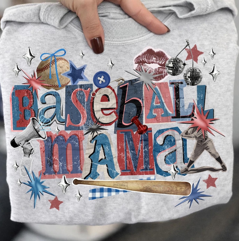 Retro Baseball Mama Png, Spieltag Png, Baseball Mama Collage, Baseball Png, Baseball Kokette Png, Baseball Gekritzel Png, trendiges Sport Mama Geschenk Png Bild 4