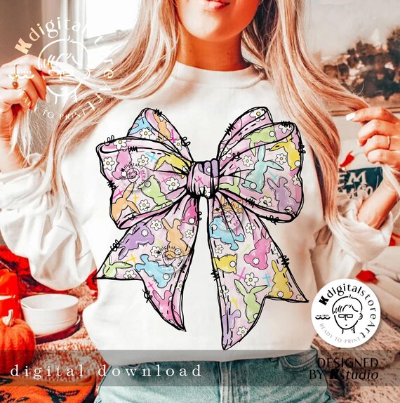 Coquette Easter Bow PNG, Easter Bunny Png, Easter Shirt Png, Easter Sublimation Design, Jesus Easter Day Png Digital Download Sublimation