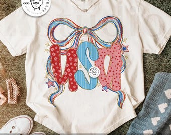 Glitter Preppy USA PNG, Coquette Bow Preppy 4th of July Png, America 1776 Png, USA Png, Fourth of July Shirt Design, 4th July Sublimation