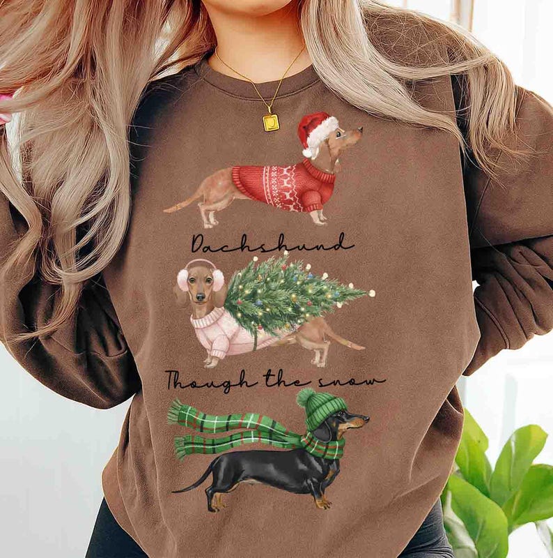 Christmas Dachshund Through the Snow PNG, Christmas Wiener Dog Png ...
