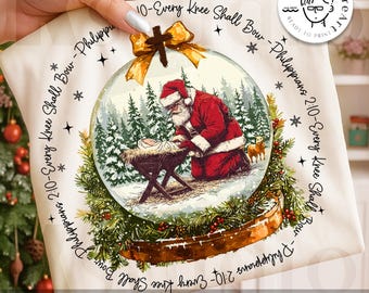 Toda rodilla se doblará PNG, Papá Noel arrodillado en el pesebre PNG, Escena de la Natividad Png, Papá Noel Navidad Png, Jesús cristiano Navidad Png, Niño Jesús
