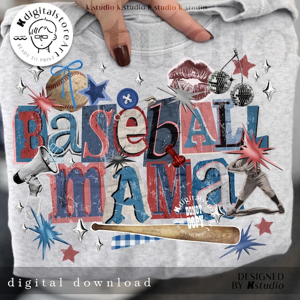 Retro Baseball Mama Png, Game Day Png, Baseball Mama Collage Png, Baseball Coquette Png, Baseball Doodle Png, Trendy Sports Mama Gift Png