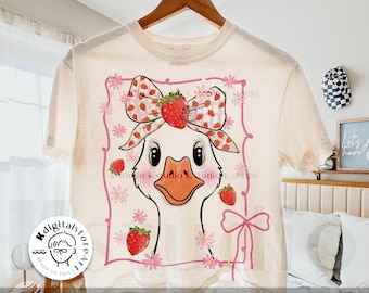 Cute Strawberry Goose Png, Summer Goose, Mama Goose Png, Coquette Goose Strawberry Png, Summer, Mothers Day Goose Mama