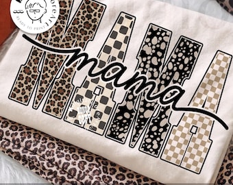 Preppy Mama Leopard Png, Mama Patchwork Png, Varsity Mama Png, Retro Mama Png, Muttertag Png, Schachbrett Mama Png, Trendy Western Mama