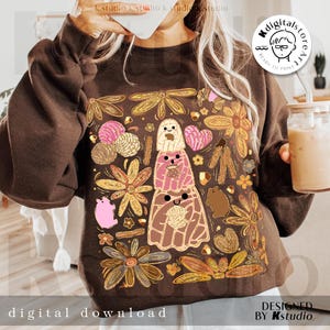 Brushstroke Pan Dulce Ghost PNG, Boho Spooky Mexican Conchas Ghost Png, Glitter Fall Floral Spooky Halloween, Pan dulce, Regalos Es Espano