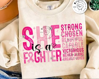 Breast Cancer She Is Fighter Png, Jesus Breast Cancer Awareness Shirt Design, Breast Cancer Png, Pink Ribbon, Breast Cancer Bible Png Design