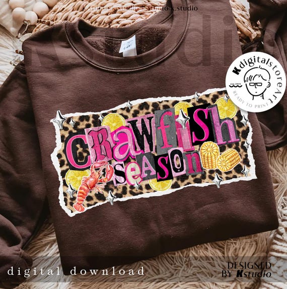 Leopard Print Crawfish Season Png, Seafood Boil Shirt Design, Preppy Crawfish Png, Louisiana Png, Seafood Png, New Orleans Png, Southern Png