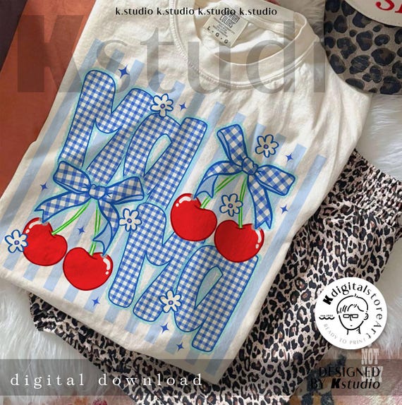 Mama Cherry Png, Coquette Bow Mama Sublimation, Gingham Mama Sublimation Png, Mother's Day Digital Download, Cherry Mama Gift, Mom Shirt Png