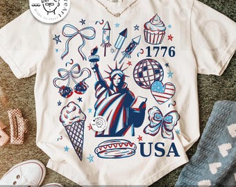 Retro 4 lipca Statua Wolności, Czerwony Biały USA Png, Ameryka 4 lipca Png Design, Patriotyczne USA, Fajerwerki Lody, Flaga USA, Amerykańska Dziewczyna