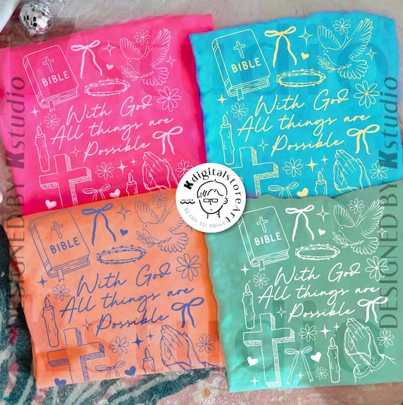 Girly Bible Bundle Svg Png, Pray Hope Blessed Design Svg, Jesus Png, Christian Svg, With God All Things Are Possible, Bible Verse Shirt Svg