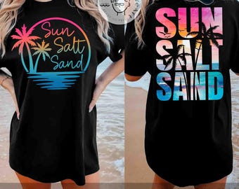 Sun Salt Sand Png, Tropical Summer Png, Retro Beach Shirt Png, Sunset Palm Tree Design, Summer Vibes Png, Summer Vacation Png, Trendy Summer