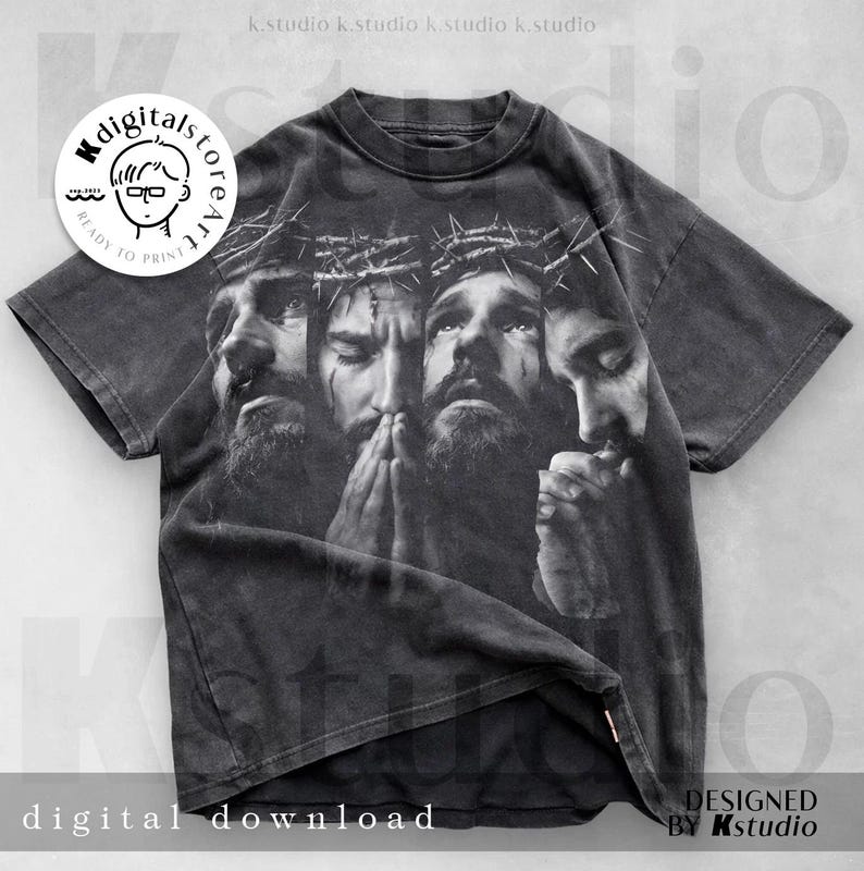 Jesus Christ Png, Portrait of Jesus Png, Christian Religious Png, Crown of Thorns Png, Faith Based Png, Bible Verse Png, Trendy Jesus Faith image 1
