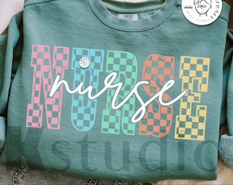 Checkered Varsity Nurse Svg Png, Mama Nurse PNG, Nursing Shirt, Nurse Education, RN CNA Nurse Sublimation Design, Svg Mothers Day Nurse Mom