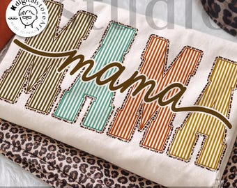 Fall Leopard Mama Png, Thankful Striped Mama Shirt Design, Thanksgiving Mama Sublimation Png, Fall Mama Letter Png, Gift For Mom Png, Mama