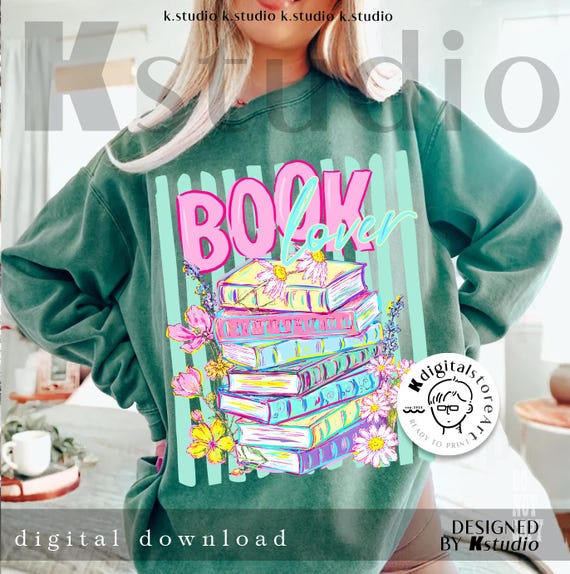 Book Lover Png, Floral Bookish Shirt Design, Wildflower Book Stack Sublimation Png, Book Lover Crewneck Tee Png, Bookish Digital Download
