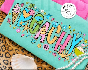 Preppy Beachy Summer Png, Summer Doodle Png, Retro Beach Vacation Png, Colorful Whimsical Summer Png, Summer Party Png, Trendy Ocean Life