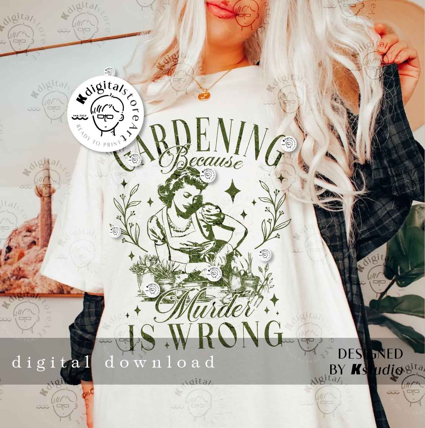 Ensound Targa in metallo vintage – Gardening Because Murder is Wrong – divertente decorazione da giardino retrò, 30 x 20 cm