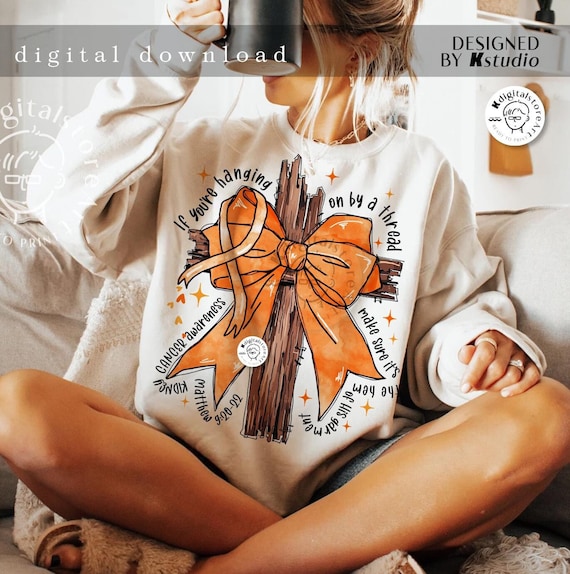 Kidney Cancer Awareness, Orange Riboon Cross Kidney Cancer Png, Kidney Cancer Design, Orange Ribbon Fight Kidney Cancer Bible Verse Design
