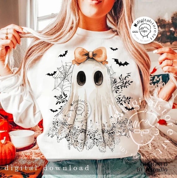 Cute Lace Ghost Png, Boo In Boojee, Halloween Boo Lace Bow Png, Halloween PNG, Boo Ghost Shirt Png, Cute Boo Halloween Sublimation Design