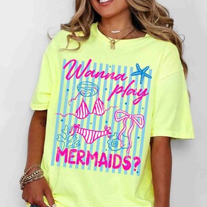 Wanna Play Mermaids Png, Retro Summer Bikini Png, Striped Girly summer Png, Neon Mermaid Png, Summer Vacation Png, Beach Png, Trendy Summer image 5