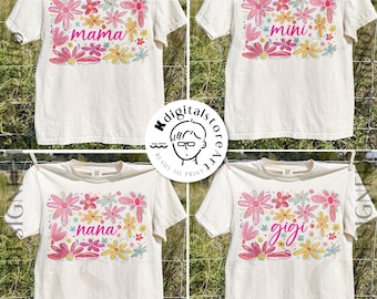 Adrette Blumenmama Gigi Mimi Nana Bundle, Muttertag Png, Boho Familienbündel Png, Geschenk für Sie, Familienpaket Mama Png, Blumenmutter Png
