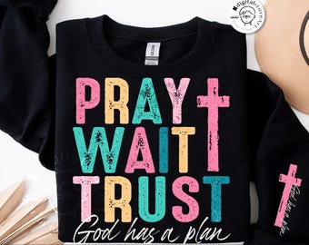 Pray Wait Trusrt Svg Png Design, Jesus Christian Svg Png, Retro Bible Svg Png, Bible Jesus Svg PNG, Bible Verse Svg Png Digital Download