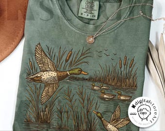 Retro Flying Mallard Duck PNG, Duck Hunting Png Sublimation, Duck Hunter png, Mallard png, Hunting Sublimation, Fall Duck Png, Trendy Png