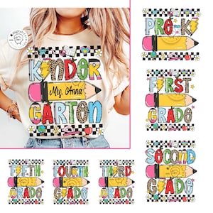 Funny Back To School Teacher Bundle Png, Png Design For Back To School, School Bundle Design, Teacher Name, First Day School Png Sublimation