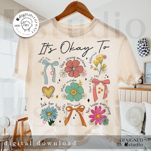 Het is oké Geestelijke gezondheid, fouten maken, wees jezelf png, geestelijke gezondheid png-ontwerp, vintage shirt png, motivatie gezegde sublimatie downloaden
