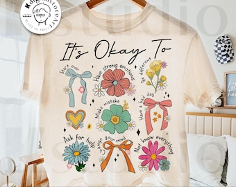 Het is oké Geestelijke gezondheid, fouten maken, wees jezelf png, geestelijke gezondheid png-ontwerp, vintage shirt png, motivatie gezegde sublimatie downloaden
