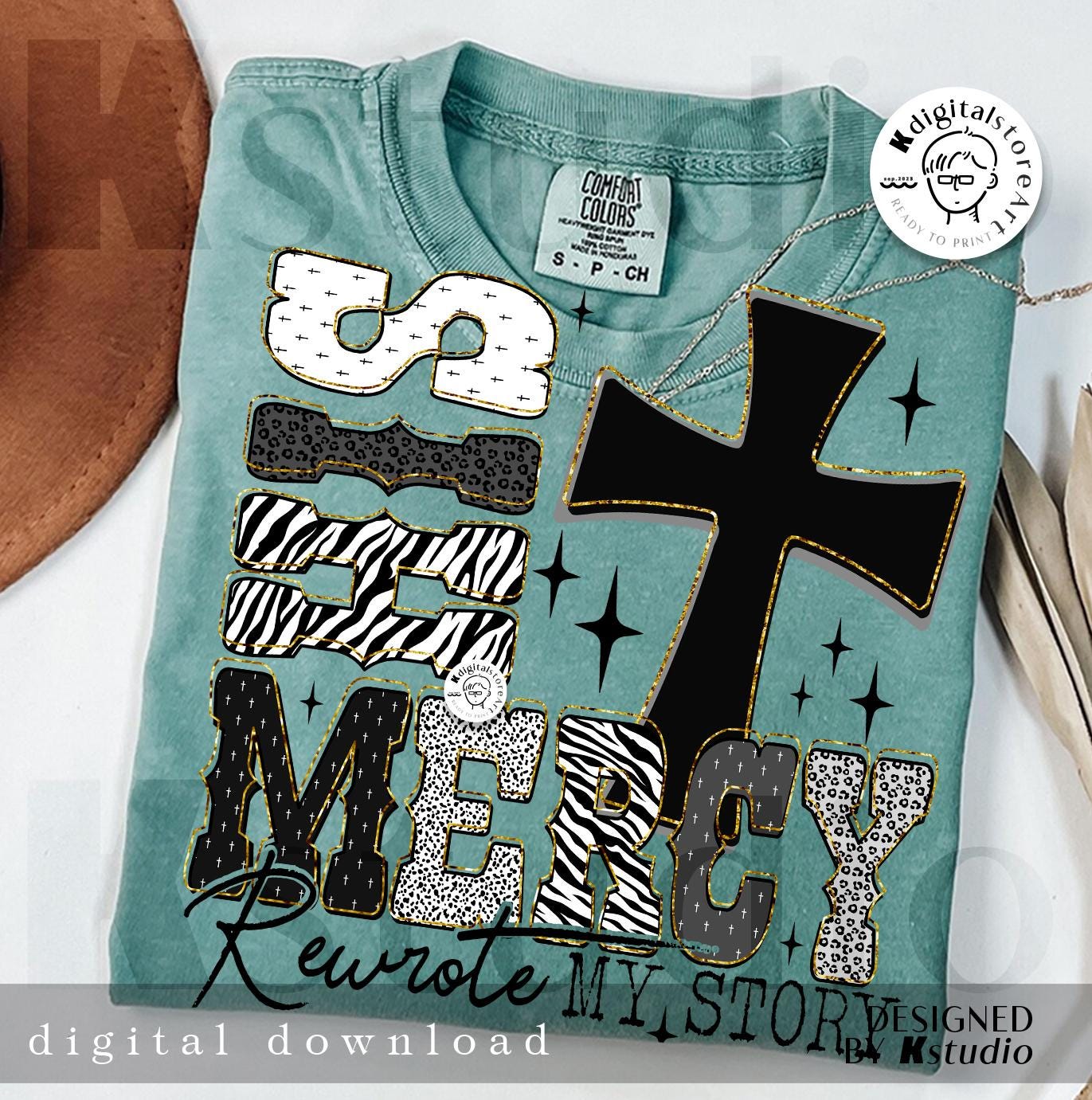 His Mercy Rewrote My Story, Leopard Cowhide Bible Spirit Religious, Jesus Png, Bible Design, Jesus Christian, Bible Shirt Design Download