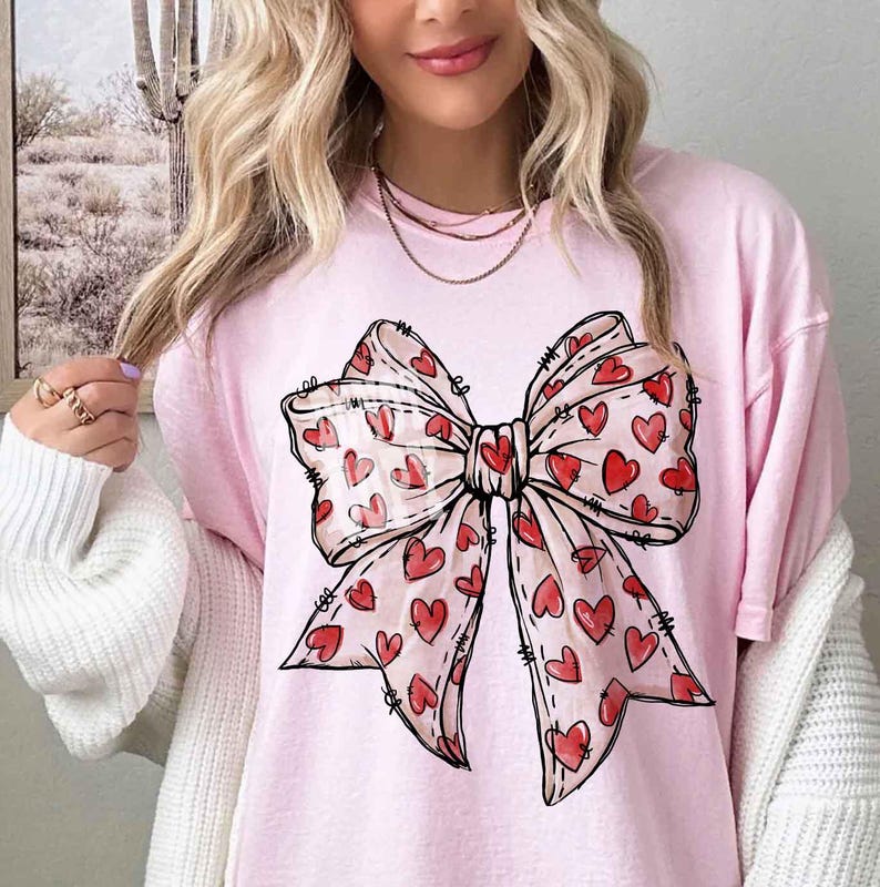 Coquette Bow Heart Png, Valentine Design Png, Valentine Bow Design, Valentine Gift, Heart Love Png, Valentine Png Design Digital Download image 10