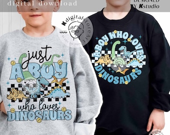 Just A Boy Who Loves Dinisaurs Png, Toddler Boy Png Shirt Design, Kid PNG Digital Download, Kid Design Download, Toddler Boy Shirt Png